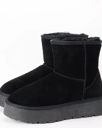 Cizme scurte negre din piele naturala W5825 110
