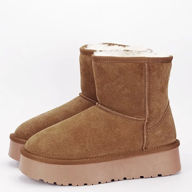 Cizme scurte camel din piele naturala W5825 110