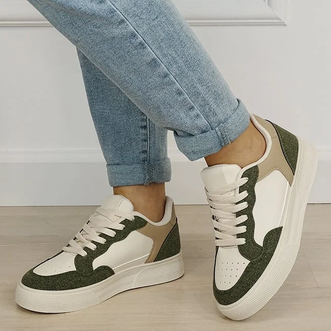 Sneakersi dama crem verde kaki DCX9691 M2