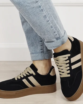 Sneakers negri cu talpa groasa 9059 M2