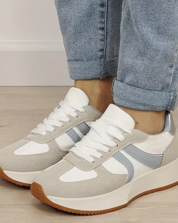 Sneakersi dama bej albastru cu talpa groasa 9013 M2