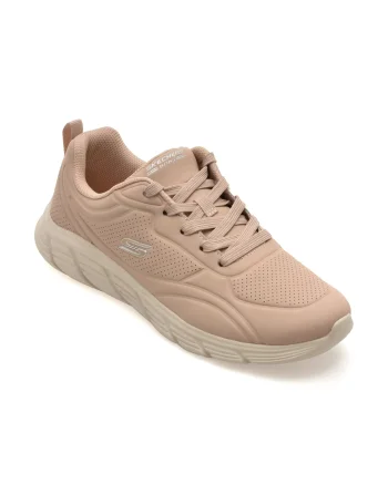 Pantofi sport SKECHERS nude, BOBS B FLEX LO, din piele ecologica