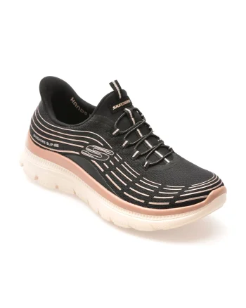 Pantofi sport SKECHERS negri, SUMMITS PLUS, din material textil