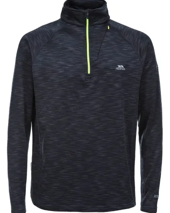 Bluza sport cu guler cu fermoar Collins, Negru melange