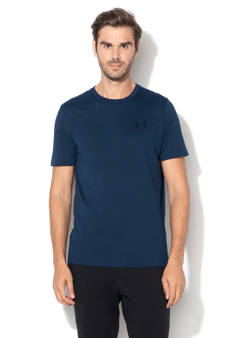 Tricou cu decolteu rotund, pentru fitness Sportstyle, Bleumarin