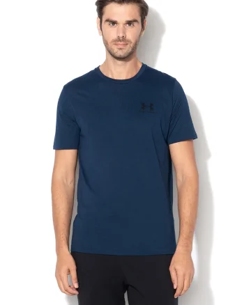 Tricou cu decolteu rotund, pentru fitness Sportstyle, Bleumarin