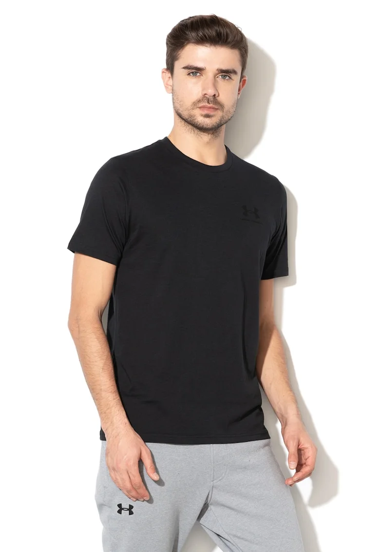 Tricou cu decolteu rotund, pentru fitness Sportstyle, Negru