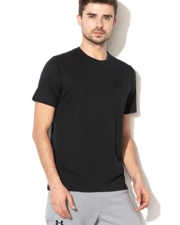 Tricou cu decolteu rotund, pentru fitness Sportstyle, Negru