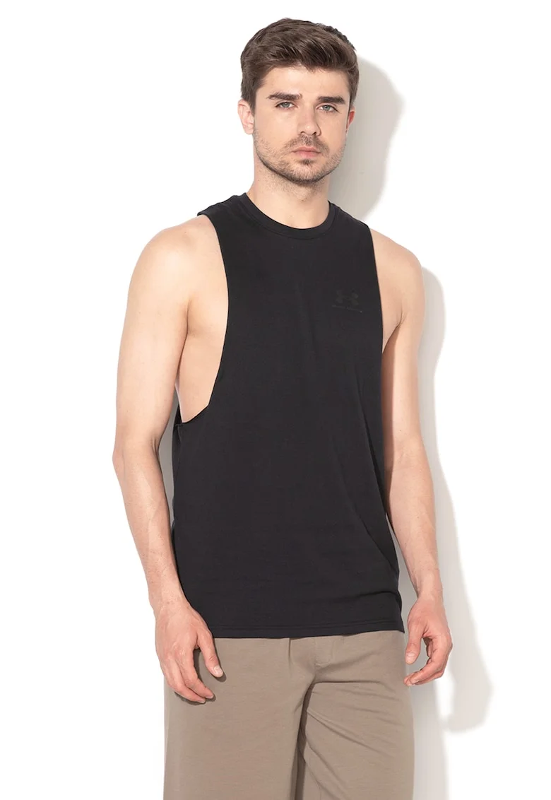 Top lejer cu logo, Negru
