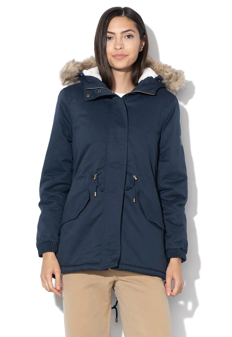 Geaca parka cu captuseala din material teddy Ampuria, Bleumarin