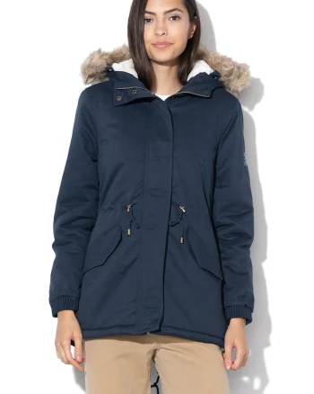 Geaca parka cu captuseala din material teddy Ampuria, Bleumarin