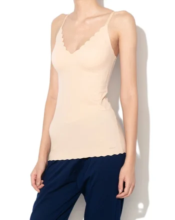 Top fara cusaturi cu burete detasabil Micro Lovers, Bej