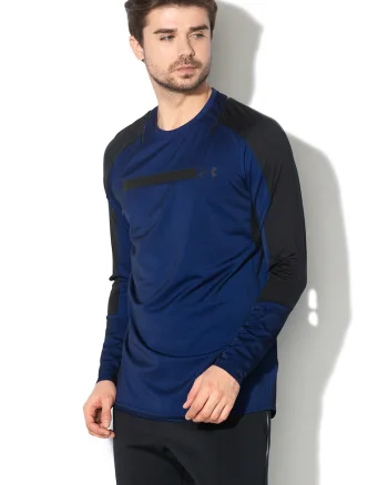 Bluza elastica, pentru fitness Perpetual, Negru/Bleumarin
