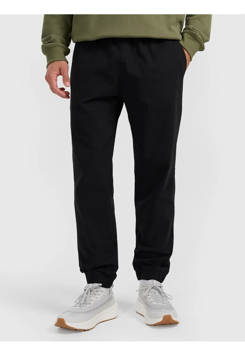 Pantaloni barbati,  jogger, talie reglabila, negru, bumbac