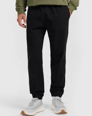 Pantaloni barbati,  jogger, talie reglabila, negru, bumbac