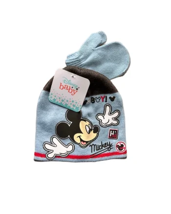Set palarie si manusi  Mickey Mouse, albastru, 48, acril