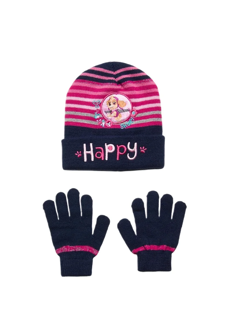 Set Caciula si Manusi  Paw Patrol, 52, granat, 100% poliester