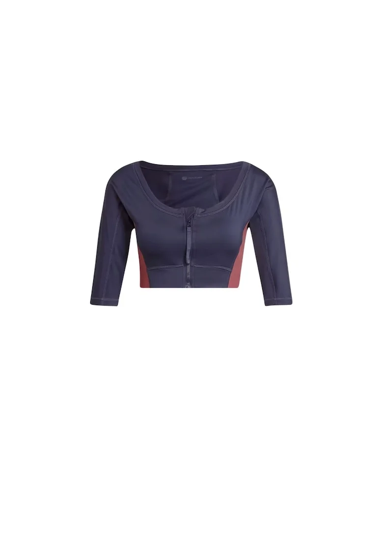 Tricou dama  crop top, bleumarin, poliester, maneca scurta,