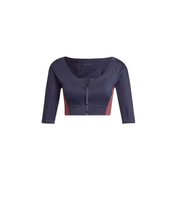 Tricou dama  crop top, bleumarin, poliester, maneca scurta,