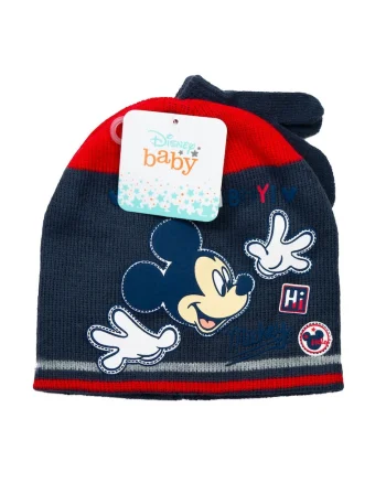 Set palarie si manusi  Mickey Mouse, albastru marin, 48, acril