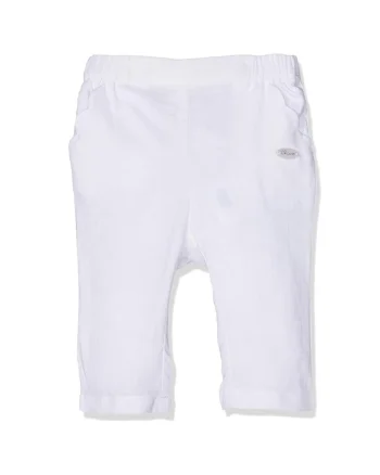Pantaloni copii,  Alb, In/Bumbac,