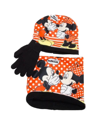 Set caciula, fular si manusi  Minnie Mouse, rosu, Rosu