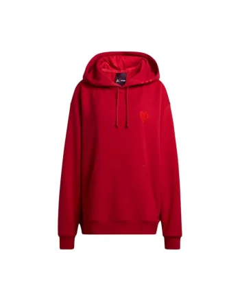 Hanorac sport dama  x Ivy Park, rosu, bumbac, cu gluga, broderie