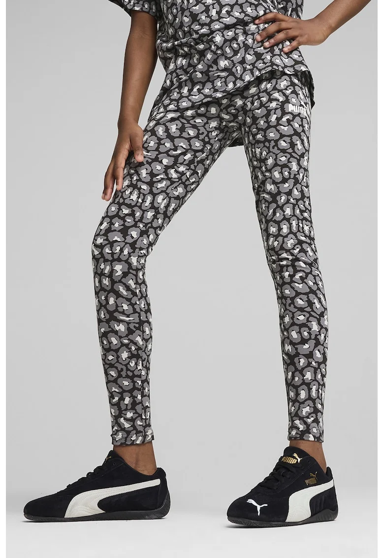 Colanti cu animal print Essentials, Alb/Negru/Gri inchis