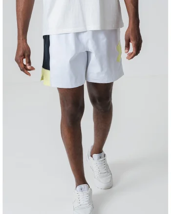 Pantaloni scurti cu logo, pentru baschet Zone 7, Alb/Verde lime