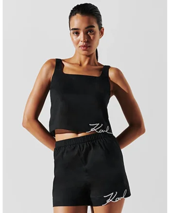 Top din bumbac cu logo, Negru