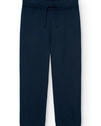 Pantaloni tricotati cu snur, Bleumarin