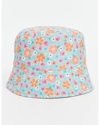 Palarie bucket cu imprimeu floral, Portocaliu/Turcoaz/Roz