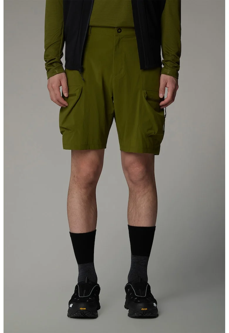Pantaloni scurti cu buzunare multiple pentru drumetii, Verde masliniu