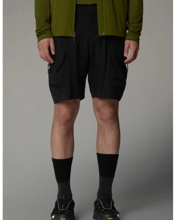 Pantaloni scurti cu buzunare multiple pentru drumetii, Negru