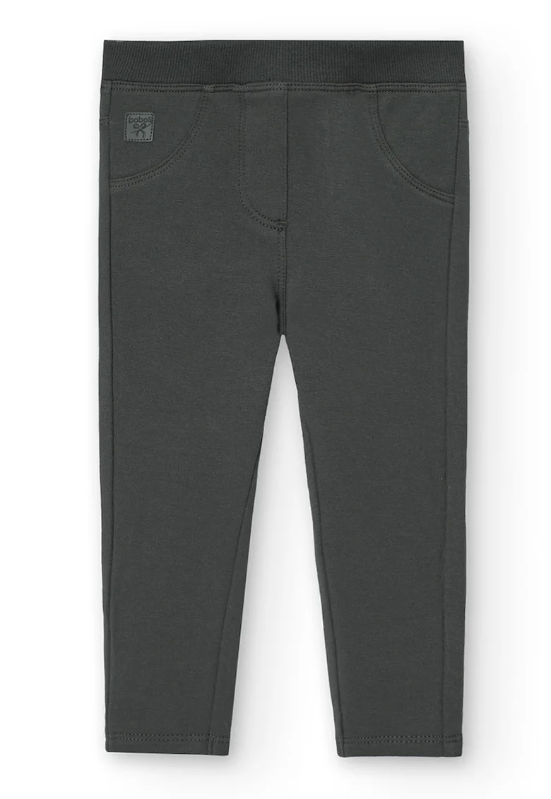 Pantaloni din amestec de bumbac cu talie elastica, Gri antracit