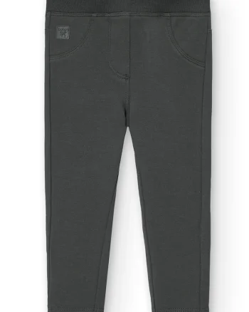Pantaloni din amestec de bumbac cu talie elastica, Gri antracit