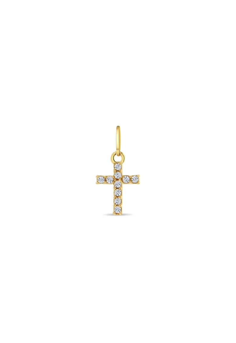 Pandant din Aur 14K pentru Copii, model Cruce cu Pietre CZ