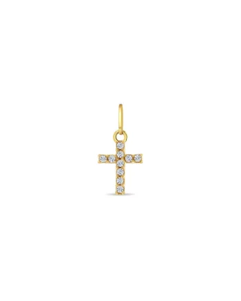Pandant din Aur 14K pentru Copii, model Cruce cu Pietre CZ