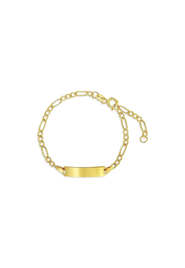 Bratara Aur 14K pentru Copii si Bebelusi, model Figaro cu Placuta Gravabila si Personalizabila