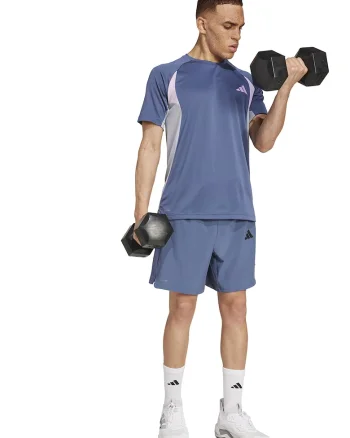 Tricou cu logo pentru fitness, Albastru prafuit/Gri cenusiu
