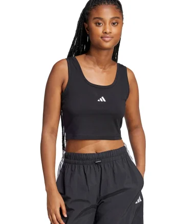 Top crop cu detaliu logo, Negru