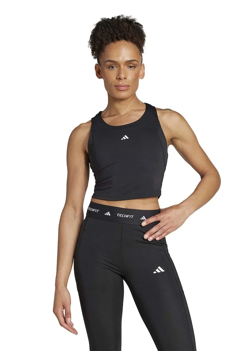 Top crop pentru fitness Techfit, Negru