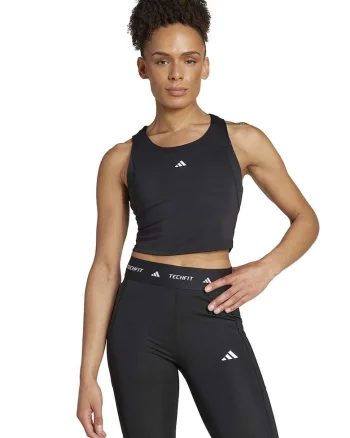 Top crop pentru fitness Techfit, Negru