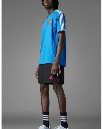 Pantaloni scurti cu logo contrastant pentru fotbal, Rosu/Alb/Negru