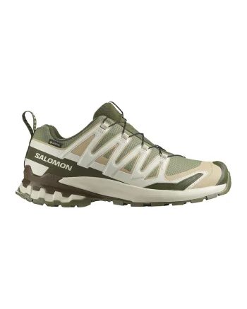 Pantofi cu tehnologie Gore-Tex, pentru alergare pe teren accidentat XA Pro 3D V9, Alb/Verde sparanghel