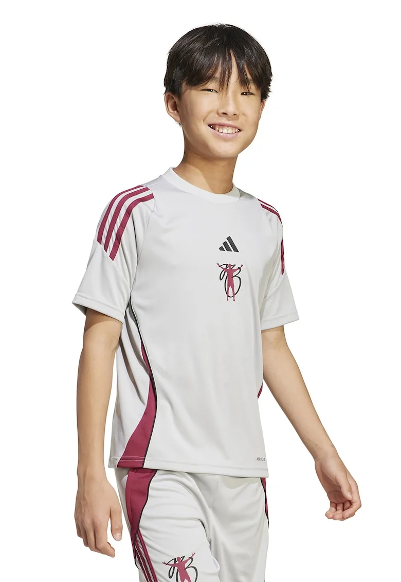 Tricou cu decolteu la baza gatului pentru fotbal, Visiniu/Gri deschis