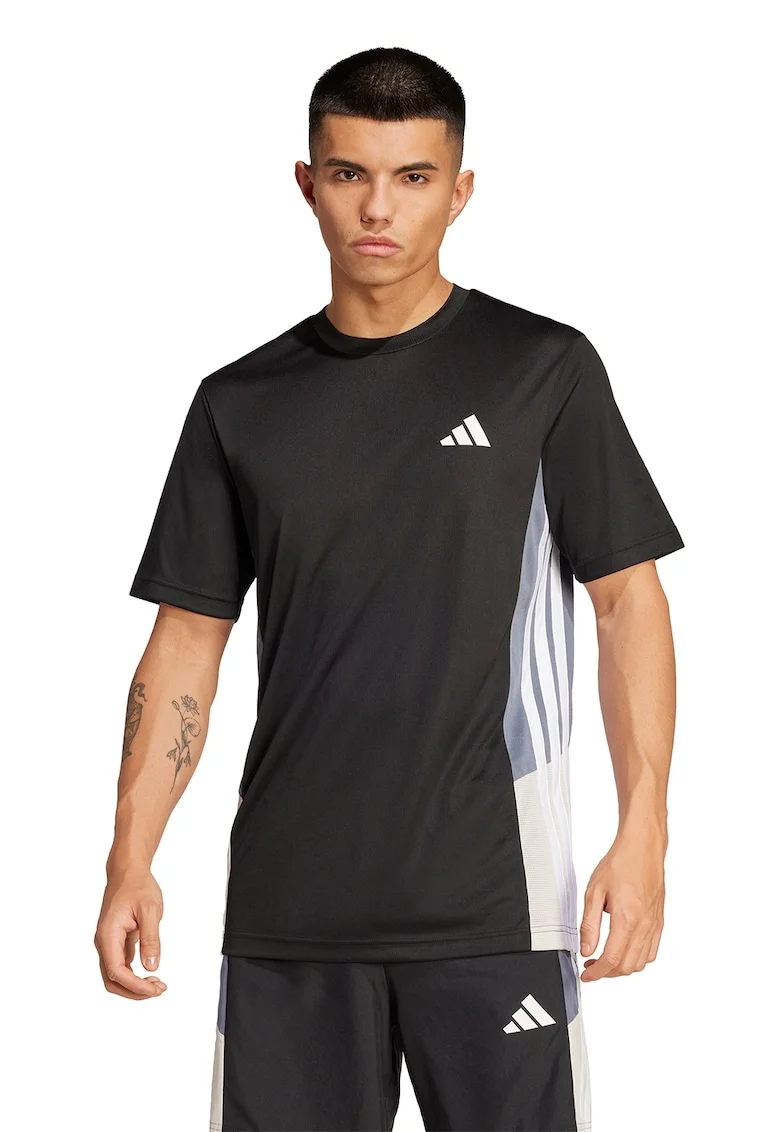 Tricou cu logo pentru antrenament Essential, Negru