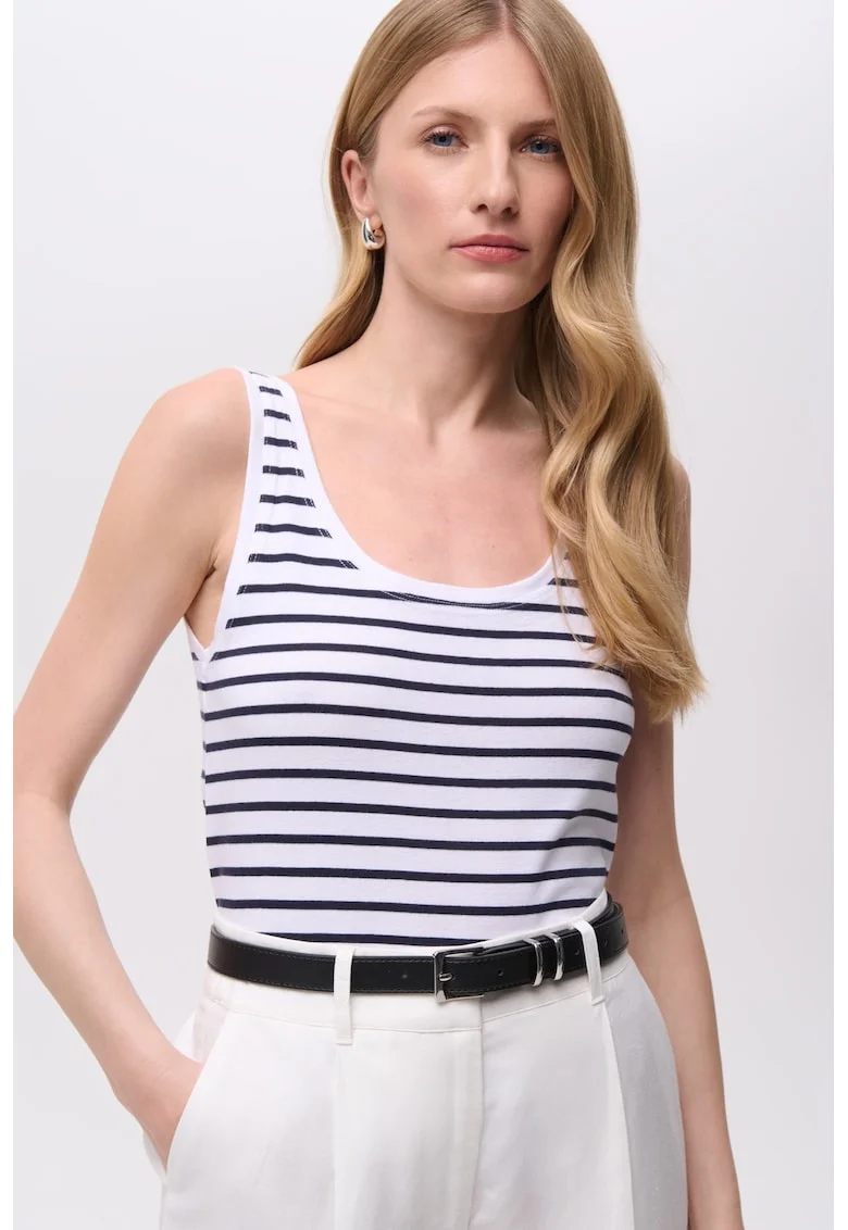 Top cu decolteu amplu, Negru/Alb optic