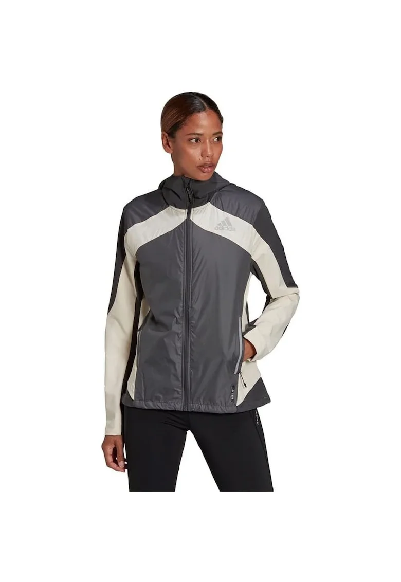 Jacheta dama  Marathon, gri, XS, cu gluga, material respirabil