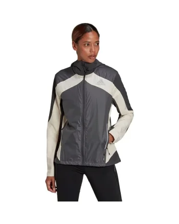Jacheta dama  Marathon, gri, XS, cu gluga, material respirabil